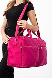 NEMO BAGS Pembe Seyahat Çantası, Orta Boy, Valiz Askılı Bavul, Klinkır Su Geçirmez Kumaş Spor Çantası, 46x30cm