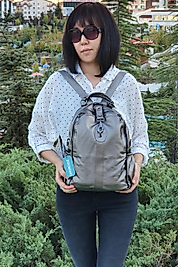 Antrasit Sırt Çantası 14'' İnç Yıkama Deri Yumuşak Deri Orta Boy Mega by Nemo Group