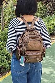 Bakır Sırt Çantası 14" İnç Yıkama Deri Mega Bag Yumuşak Deri Kılinkır Bevitton Krinkıl by Nemo Group