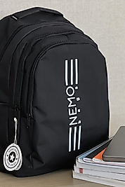 NEMO BAGS Siyah Sırt Çantası Büyük Boy Okul Çantası Seyahat Çantası Su Itici Spor Çantası 45x30x15cm 24 LT