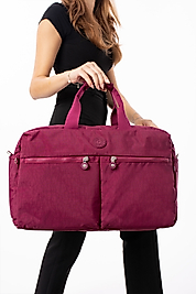 NEMO BAGS Bordo Seyahat Çantası, Orta Boy, Valiz Askılı Bavul, Klinkır Su Geçirmez Kumaş Spor Çantası, 46x30cm
