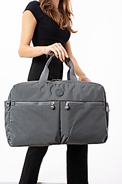NEMO BAGS Gri Seyahat Çantası, Orta Boy, Valiz Askılı Bavul, Klinkır Su Geçirmez Kumaş Spor Çantası, 46x30cm