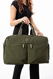 NEMO BAGS Haki Seyahat Çantası, Orta Boy, Valiz Askılı Bavul, Klinkır Su Geçirmez Kumaş Spor Çantası, 46x30cm