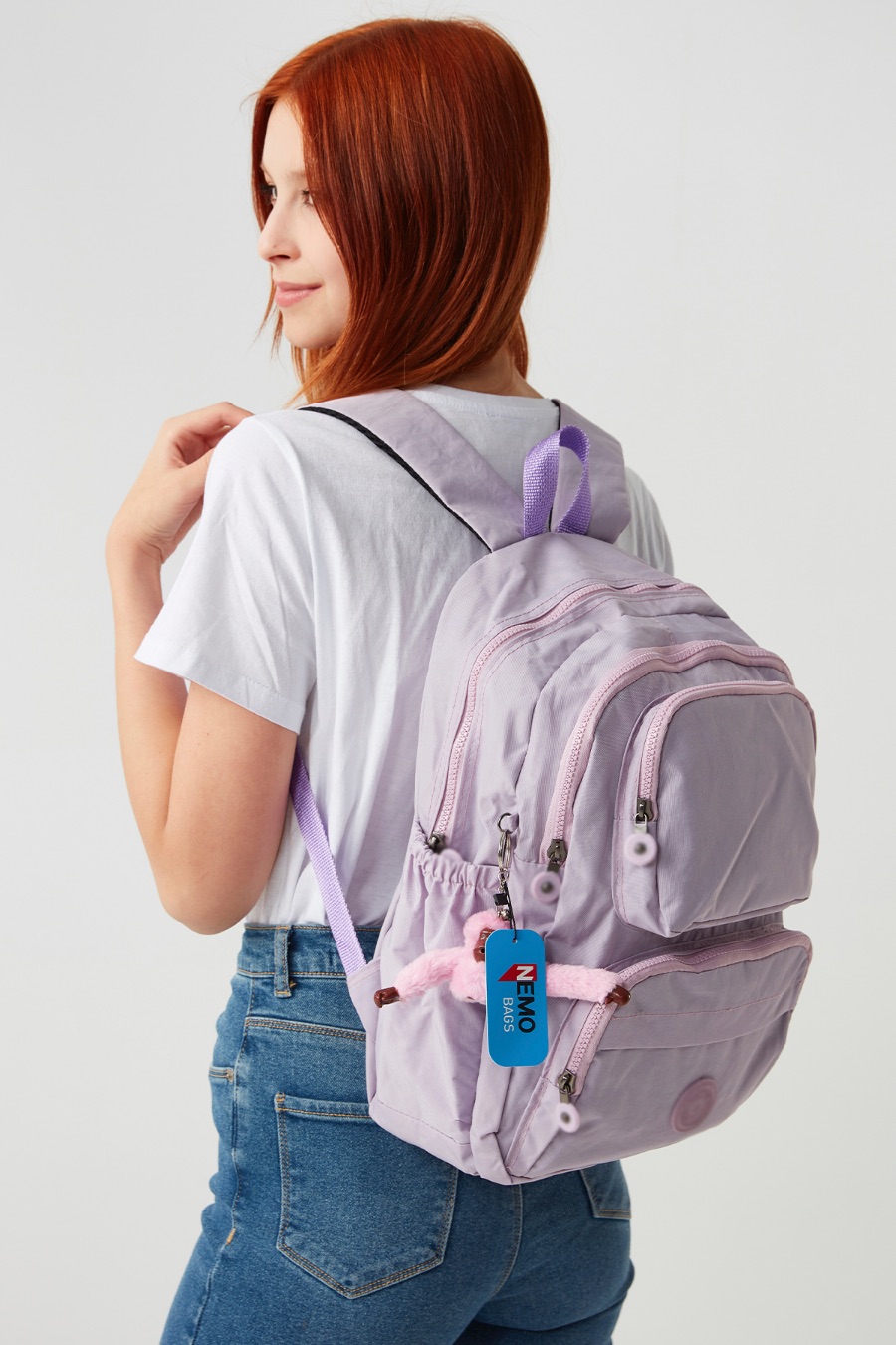 Nemo Bags Okul Çantası Unisex Lila Orta Boy Su Geçirmez Klinkır Kumaş Seyahat Laptop Çantası Su Geçirmez