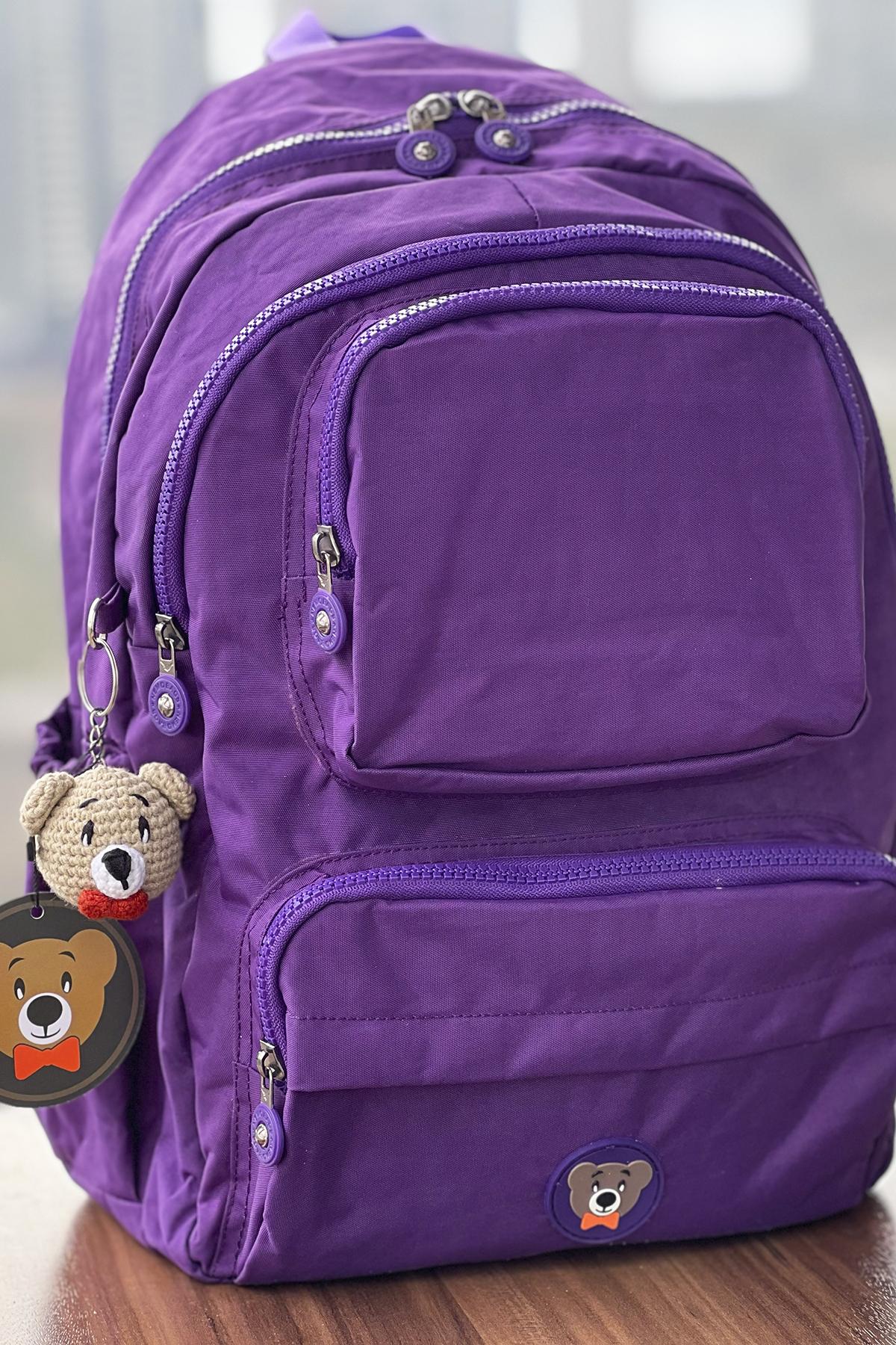 Nemo Bags MOR Sırt, Okul, 14 İnç Laptop, Seyahat Çantası Amigurumi Ayıcık Anahtarlık Hediyeli