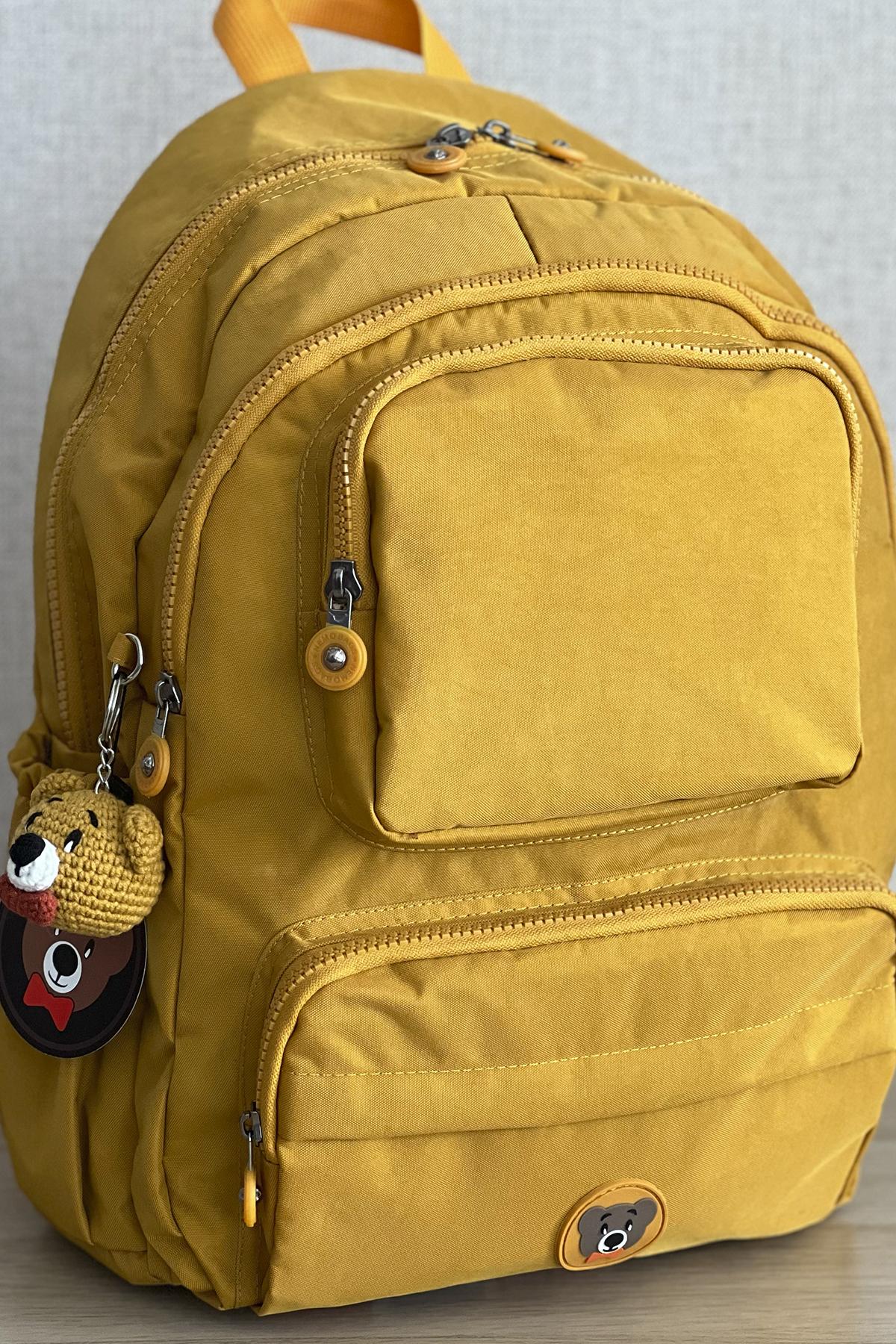 Nemo Bags SARI Sırt, Okul, 14 İnç Laptop, Seyahat Çantası Amigurumi Ayıcık Anahtarlık Hediyeli