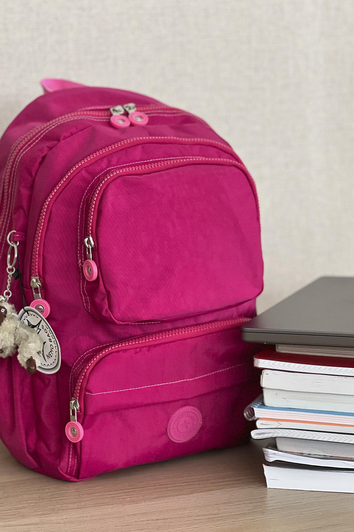 NEMO BAGS Unisex Fuşya Sırt Çantası Okul Çantası Laptop ve Seyahat Çantası Su Geçirmez Spor Çantası 40x30x15cm