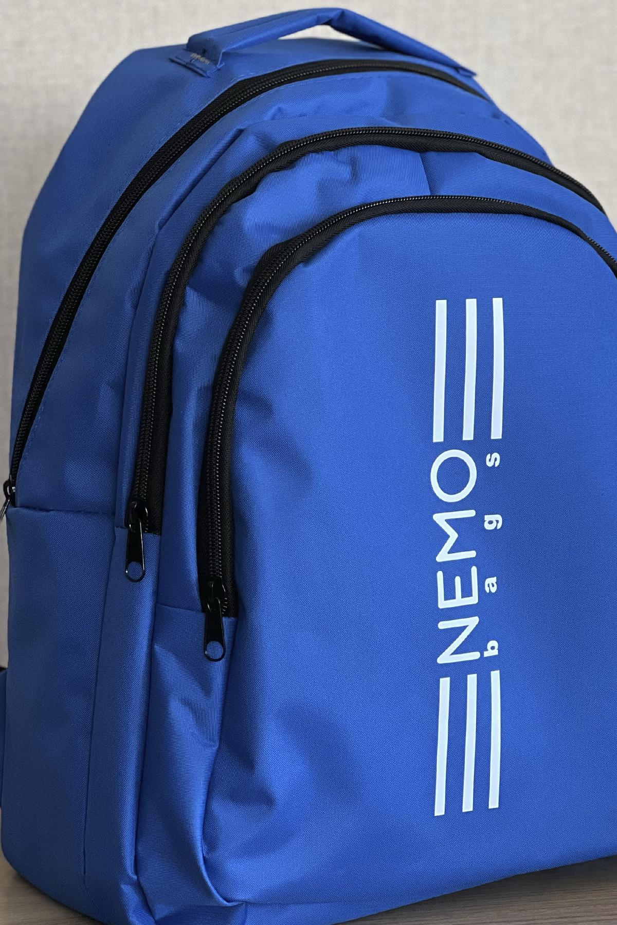 NEMO BAGS Açık Mavi Sırt Çantası Büyük Boy Okul Çantası Seyahat Çantası Su Itici Spor Çantası 45x30x15cm 24 LT