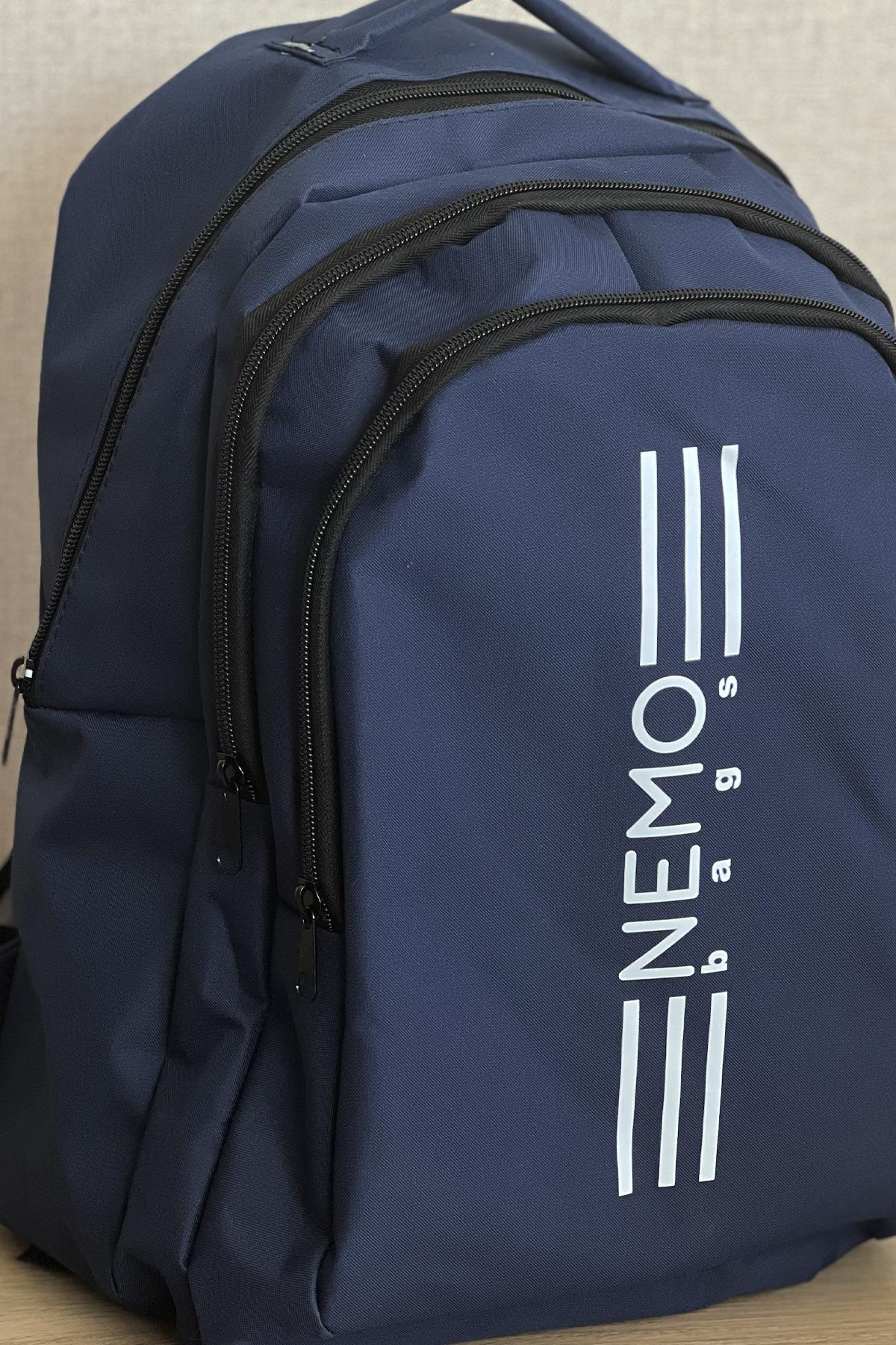 NEMO BAGS Lacivert Sırt Çantası Büyük Boy Okul Çantası Seyahat Çantası Su Itici Spor Çantası 45x30x15cm 24 LT