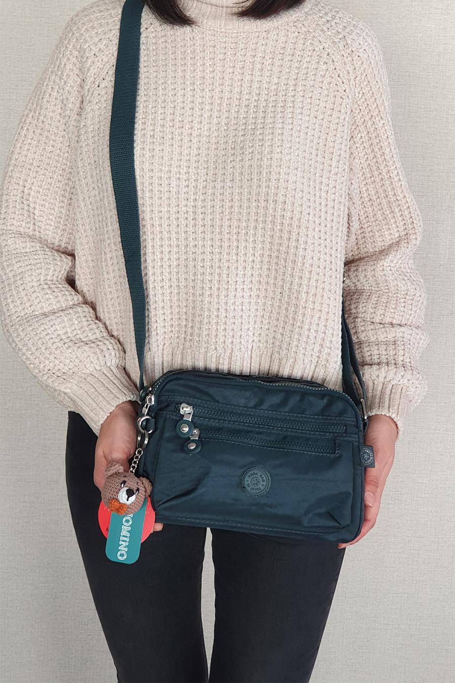 DUOMİNO Petrol Yeşili Kadın Çok Cepli Ayarlanabilir Çapraz Askılı Omuz Çantası by Nemo Group