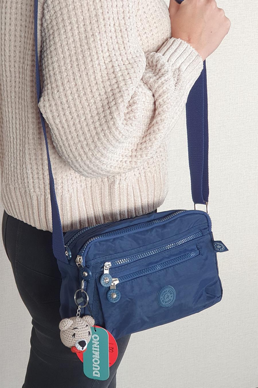 DUOMİNO Lacivert Kadın Çok Cepli Ayarlanabilir Çapraz Askılı Omuz Çantası by Nemo Group